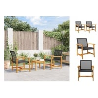 vidaXL Gartenstühle 2 Stk. Schwarz Poly Rattan und Akazienholz