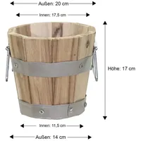 Colourliving Pflanztopf Holz mit Griffen robuste Blumentöpfe Pflanzkübel rund