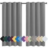 MENGH Blickdichte Gardinen Thermovorhang lichtdicht Verdunkelnd Thermo Schalldämmend, für Wohnzimmer Schlafzimmer Küche hellgrau 1 Stück, 140x200cm(HxB)
