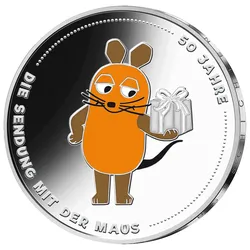 Offizielle deutsche 20-Euro-Silber-Gedenkmünze 2021 "50 Jahre Die Sendung mit der Maus" – Stempelglanz