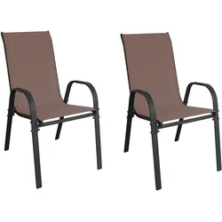 Mojawo 2er Set Stapelstuhl Stapelsessel Metall - Textilen Farbe Anthrazit - Braun