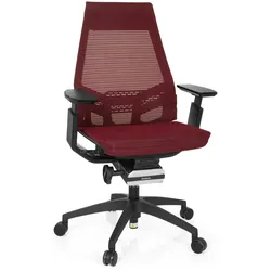 Bürostuhl / Drehstuhl GENIDIA SMART BLACK Netz rot hjh OFFICE