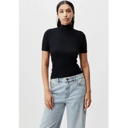 T-Shirt LEGER "Larina", Damen, Gr. 36, schwarz, Obermaterial: 92% Viskose, 8% Elasthan, casual, figurbetont, Kurzarm, Shirts, figurbetont, Stehkragen
