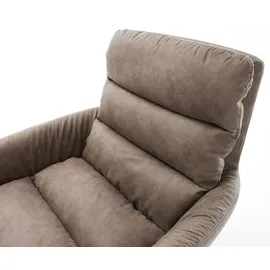 DeLife Esszimmerstuhl Abelia-Flex mit Armlehnen Mikrofaser Taupe Vintage Holzgestell kantig Natur