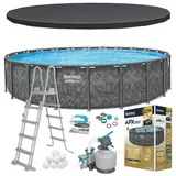 BESTWAY Power Steel Frame Pool Rund Aufstellpool mit Filterpumpe 671 x 132 cm