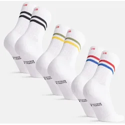 TENNISSOCKEN AUS BIO-BAUMWOLLE - 3-Pack - Schwarze Streifen | Grüne/Gelbe Streifen | Rote/Blaue Streifen - 43-47