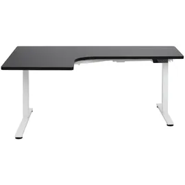 Beliani Schreibtisch Links Schwarz u. Weiß Melamin L-form 160x59 cm mit Metallgestell Elektrisch Höhenverstellbar Büro Steh-sitz-tisch Stehtisch