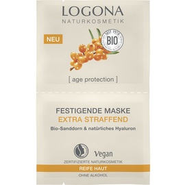 Logona Naturkosmetik Anti-Aging Gesichtsmaske für reife Haut, Straffend und festigend, Mit Hyaluron und Bio-Sanddorn, age protection, 15 ml