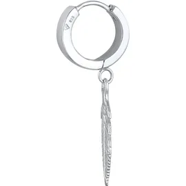 KUZZOI Ohrringe Creole Feder Scharnier Single 925 Silber silber, | Gr.: onesize,