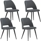 WAFTING 4er Set Esszimmerstühle, Küchenstuhl with Cordstoff, Polsterstuhle für Esszimmer, Küchen, Wohnzimmer und Schlafzimmer, Schwarz