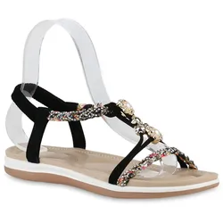 Damen Riemchensandalen in Schwarz Muster