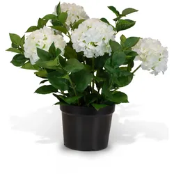 Hortensie - Hydrangea Kunstpflanze, 5 Blüten weiß