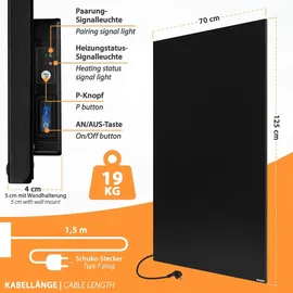 Sundirect Infrarot-Tafelheizung 900 W Schwarz