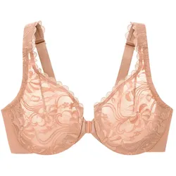 GLAMORISE Vorderverschluss-BH mit Stretch und Spitze - Cappuccino Unterwäsche   Damen 
