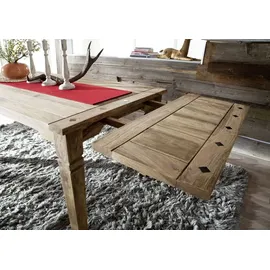 Massivmoebel24 Esstisch mit Ansteckplatten Sheesham 160-200/240x90x76 grau geölt LEEDS #53