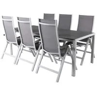VCM ebuy24 Break Gartenset Tisch 90x205cm Grau 6 Stühle