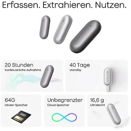 plaud NotePin Single Diktiergerät, Cosmic Gray