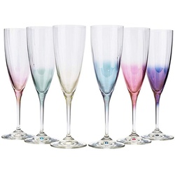 Crystalex Sektglas Kate Optic Sektgläser 220 ml 6er Set, Kristallglas, mehrfarbig, Kristallglas, besonderer Glanz weiß