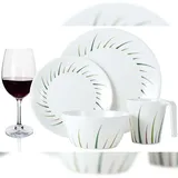 moritz Melamin Geschirr-Set 4 Personen Limon Design 16 Teilig + 4 Rotweingläser Tafelgeschirr Picknick BBQ Kochgeschirr