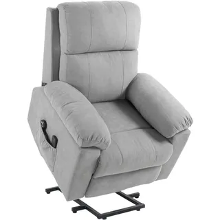 Homcom Fernsehsessel mit Aufstehhilfe Elektrisch, Relaxsessel mit Liegefunktion, Hellgrau