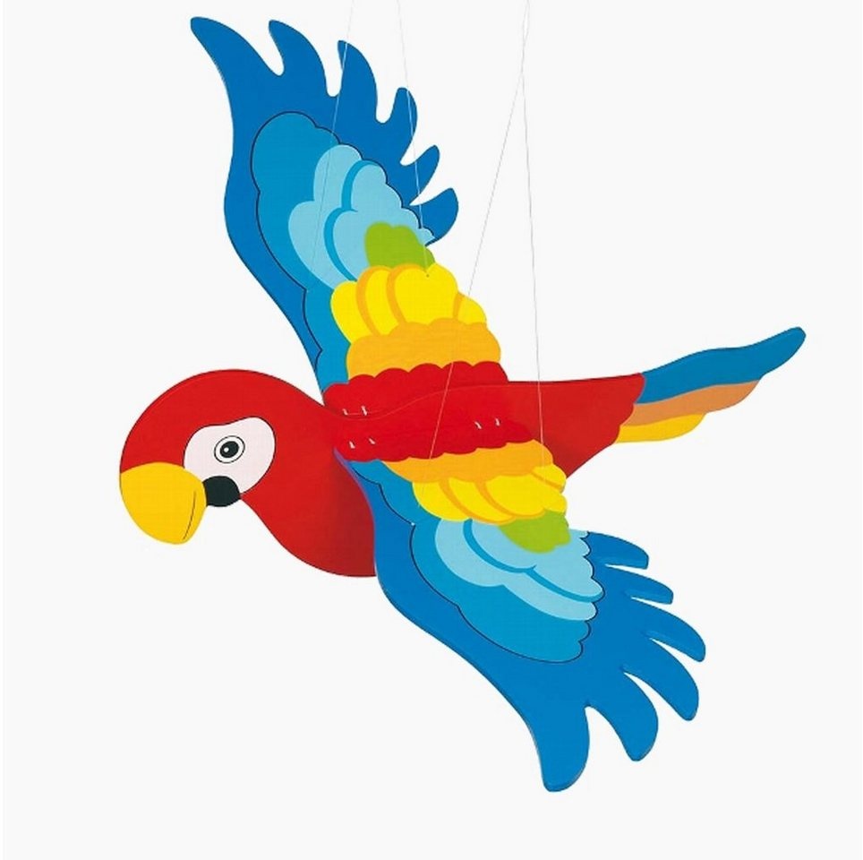 goki Mobile Schwingtier Papagei, (packung), Fliegt sehr schön und ist sehr beruhigend auf Kinder bunt