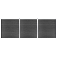 vidaXL Zaunelement Set mit Pfosten Sichtschutz Windschutz Zaun Gartenzaun Lamellenzaun Sichtschutzzaun Windschutzzaun WPC 526x186cm Schwarz