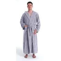 bruno banani Herrenbademantel BRUNO BANANI "»Danny« Normallänge & Überlänge, auch in extra lang, Hotelbademantel" Gr. L, grau, L:145cm in Gr. L, Walkfrottee, Hausmäntel, mit Logostreifen, Herren Bademantel aus 100% Baumwolle, S-4XL