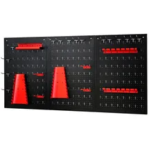 Costway Werkzeugwand inkl. 28-teiligem Werkzeugregal-Set, 120x60cm, Lagersystem Werkzeughaltersortiment 3 Lochplatten, Werkstattwand Metall, Lochwand ideal für Garage & Werkstatt & Lagerhaus