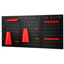 Costway Werkzeugwand inkl. 28-teiligem Werkzeugregal-Set, 120x60cm, Lagersystem Werkzeughaltersortiment 3 Lochplatten, Werkstattwand Metall, Lochwand ideal für Garage & Werkstatt & Lagerhaus