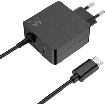 ewent 45W USB C Netzteil PD Ladegerät Laptop Ladekabel Type C Adapter für MacBook,Lenovo,HP,Asus,Acer,Dell;Type C 45Watt PC Schnellladung Charger mit 1,5 Meter Kabel,zusätzliche USB-A-Buchse;Schwarz