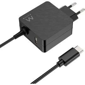 ewent 45W USB C Netzteil PD Ladegerät Laptop Ladekabel Type C Adapter für MacBook,Lenovo,HP,Asus,Acer,Dell;Type C 45Watt PC Schnellladung Charger mit 1,5 Meter Kabel,zusätzliche USB-A-Buchse;Schwarz