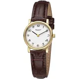REGENT Quarzuhr REGENT, braun (dunkelbraun, goldfarben), Armbanduhren, Damen, Armbanduhr, Damenuhr, Mineralglas, Lederarmband, analog, Ø ca, 27 mm
