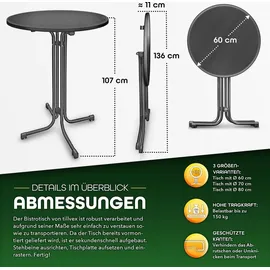 tillvex Gastro Stehtisch klappbar Ø60 cm Anthrazit