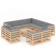 vidaXL Garten-Lounge-Set 12-tlg. grau