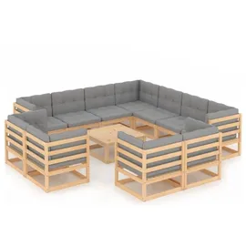 vidaXL Garten-Lounge-Set 12-tlg. grau