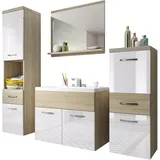 WELLTIME Badmöbel-Set »ELDA«, (Komplett-Set, 5 St.), Waschtisch inkl. Waschbecken, Hochschrank, Badschrank und Spiegel