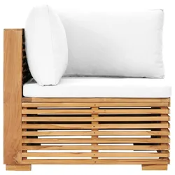 vidaXL Garten-Ecksofa mit Cremeweißer Auflage Massivholz Teak
