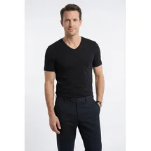 Olymp T-Shirt Casual V-Ausschnitt schwarz S