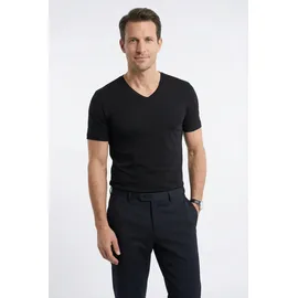 Olymp T-Shirt Casual V-Ausschnitt schwarz S