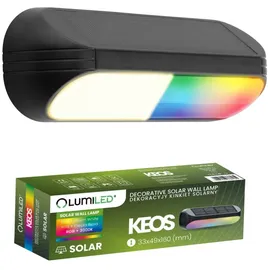 Lumiled 4er-Set Solarleuchte RGB Mehrfarbig Warmweiß Wandlampe für Außen LED Solarlampe Außenwandlampe Wandleuchte Farbwechsel Gartenleuchte IP65 - Schwarz