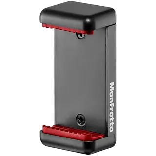 Manfrotto MCLAMP, universelle Smartphone-Halterung mit Gewindeanschlüssen, für iPhones, mit oder ohne Hülle, zusammenklappbar, kompakte Größe, geeignet für Vlogging, Schwarz