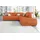 DOMO collection Ecksofa DOMO COLLECTION "Ava, moderne Sitzheftung mit toller Doppelnaht, komfortabel, L-Form", orange (terrakotta), B:266cm H:84cm T:99cm, Kunstleder SOFTLUX;Struktur fein (100% Polyester);Zierkissen: Microfaser PRIMABELLE (100% Polyester);Struktur (100%