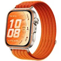Huawei Watch Fit 5 Pro BT 44 mm Titangehäuse Gold Flourelastomerarmband Orange