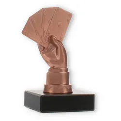 Pokal Metallfigur Skat bronze auf schwarzem Marmorsockel 12,0cm