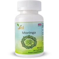 Ved Moringa 60 Kapseln, gentechnikfreies und glutenfreies Nahrungsergänzungsmittel, komplettes grünes Superfood, aus Moringa-Blattpulver 800 mg pro Portion (Vorrat für 30 Tage).