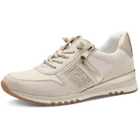 Marco Tozzi Damen Sneaker flach mit Reißverschluss Vegan, Beige (Cream/Gold), 38 EU