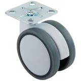 SO-TECH® Möbelrolle Hamm Ø 63 mm, Höhe 74,5 mm, Anschraubplatte 47 x 47 mm, belastbar bis 35 kg je Rolle, weiß/grau, 1 Stück grau