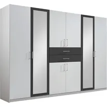 WIMEX Kleiderschrank WIMEX "Diver Drehtürenschrank mit Spiegel, 180, 225 o. 270cm breit", weiß (weiß, graphit, griffe alu), B:270cm H:207cm T:58cm, Schränke, Kleiderschrank, Bestseller Schlafzimmerschrank wahlweise 3 Innenausstattungen, Topseller