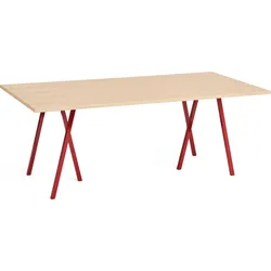 Loop Stand Tisch 200 cm lackierte eichenplatte rote Beine
