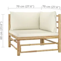 vidaXL 2-tlg. Garten-Lounge-Set mit Kissen Cremeweiß Bambus